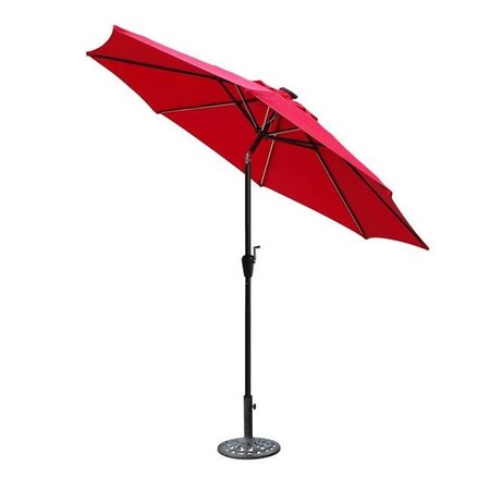 JECO Jeco OF-UB100 9 ft. Aluminum Umbrella with Crank & Solar Guide Tubes - Black Pole & Red Fabric OF-UB100